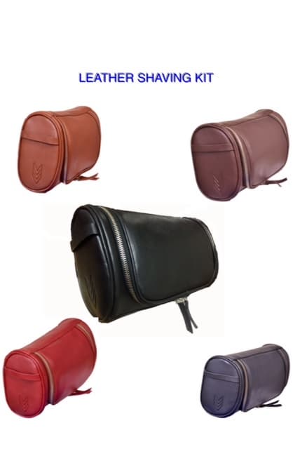 Leather travel _ shaving kit